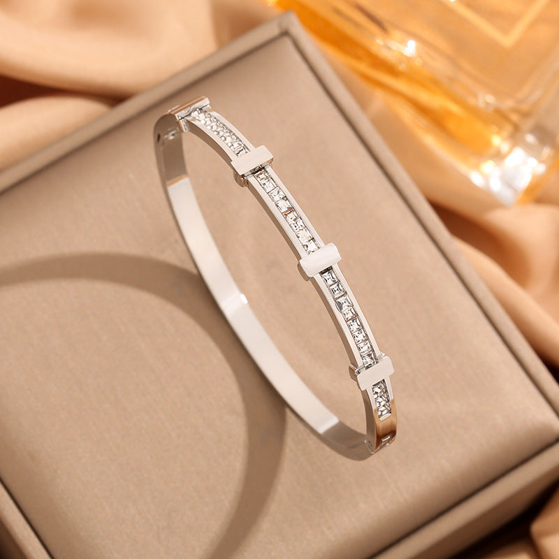 Minimal Double Layer Rhinestone Bracelet – Elegant Geometric Zircon Jewelry