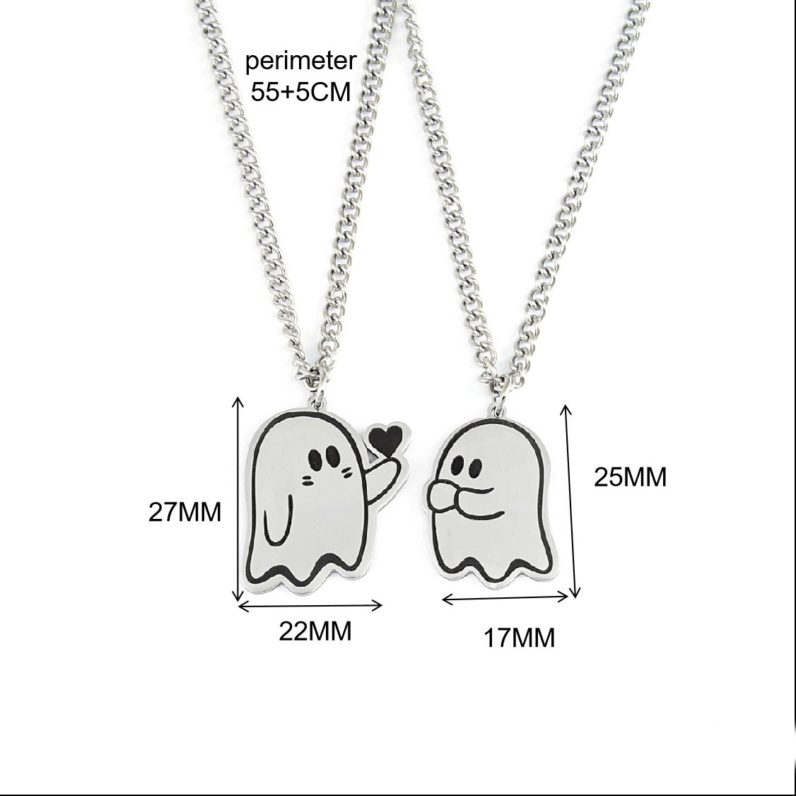 Cute Love Ghost Necklace – Halloween Couple Pendant