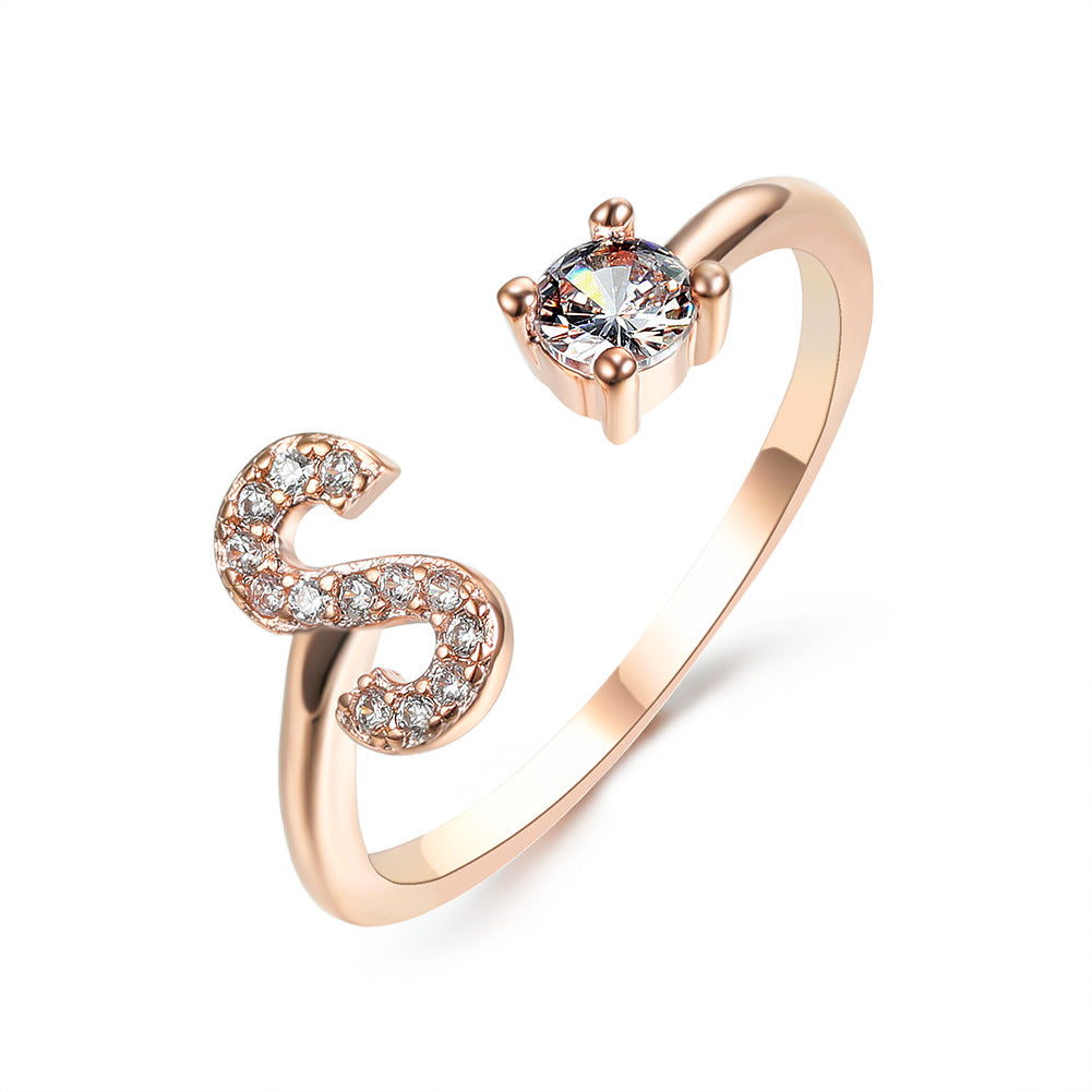 Adjustable 26 Initial Letter Ring – Elegant Fashion Jewelry for Women