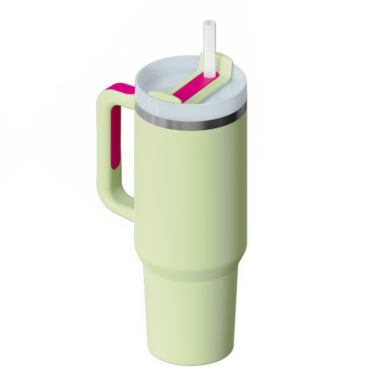 40oz Insulated Tumbler with Handle & Straw – Stainless Steel Travel Mug