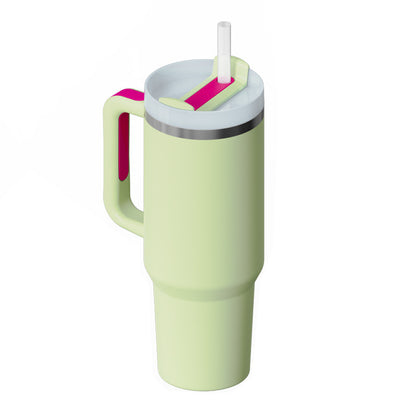 40oz Insulated Tumbler with Handle & Straw – Stainless Steel Travel Mug