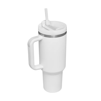 40oz Insulated Tumbler with Handle & Straw – Stainless Steel Travel Mug