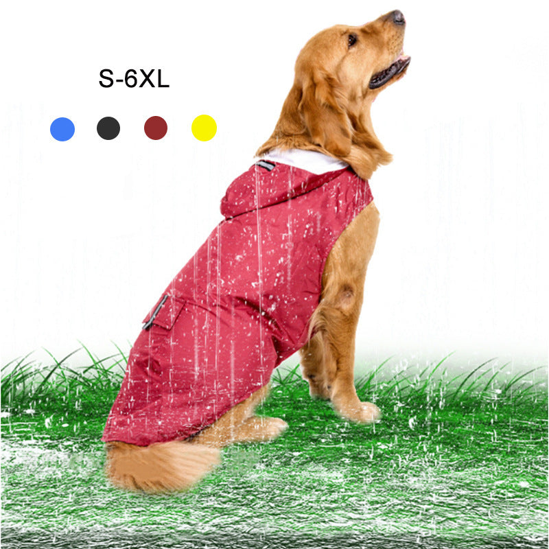 Reflective Large Dog Windproof Hooded Raincoat