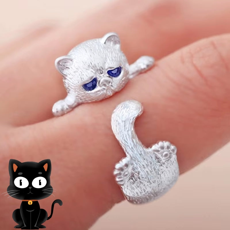 Bague réglable chat mignon – Bijoux pour amoureux des animaux