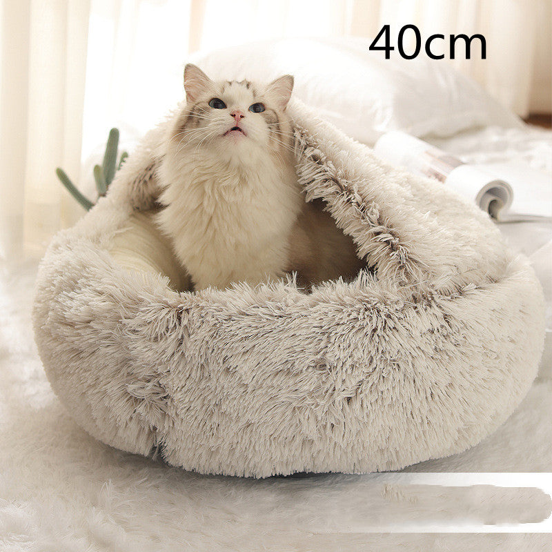2 In 1 Dog & Cat Bed – Ζεστό Plush Κρεβάτι Κατοικιδίων για Χειμώνα