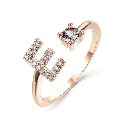 Adjustable 26 Initial Letter Ring – Elegant Fashion Jewelry for Women