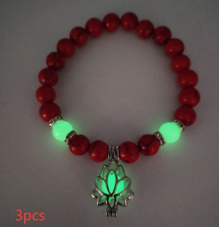 Energy Luminous Lotus Natural Stone Bracelet – Glow in the Dark Yoga & Healing Jewelry