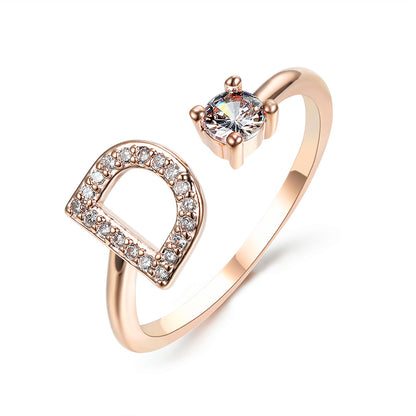 Adjustable 26 Initial Letter Ring – Elegant Fashion Jewelry for Women