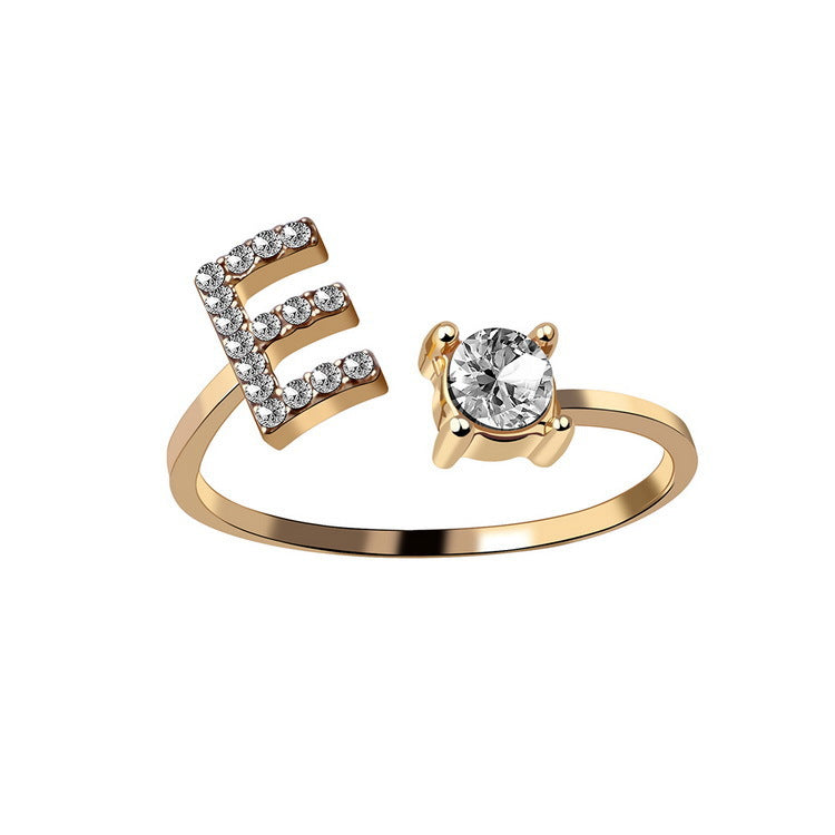 Adjustable 26 Initial Letter Ring – Elegant Fashion Jewelry for Women