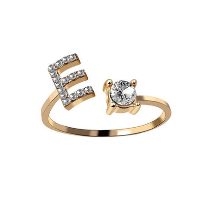 Adjustable 26 Initial Letter Ring – Elegant Fashion Jewelry for Women