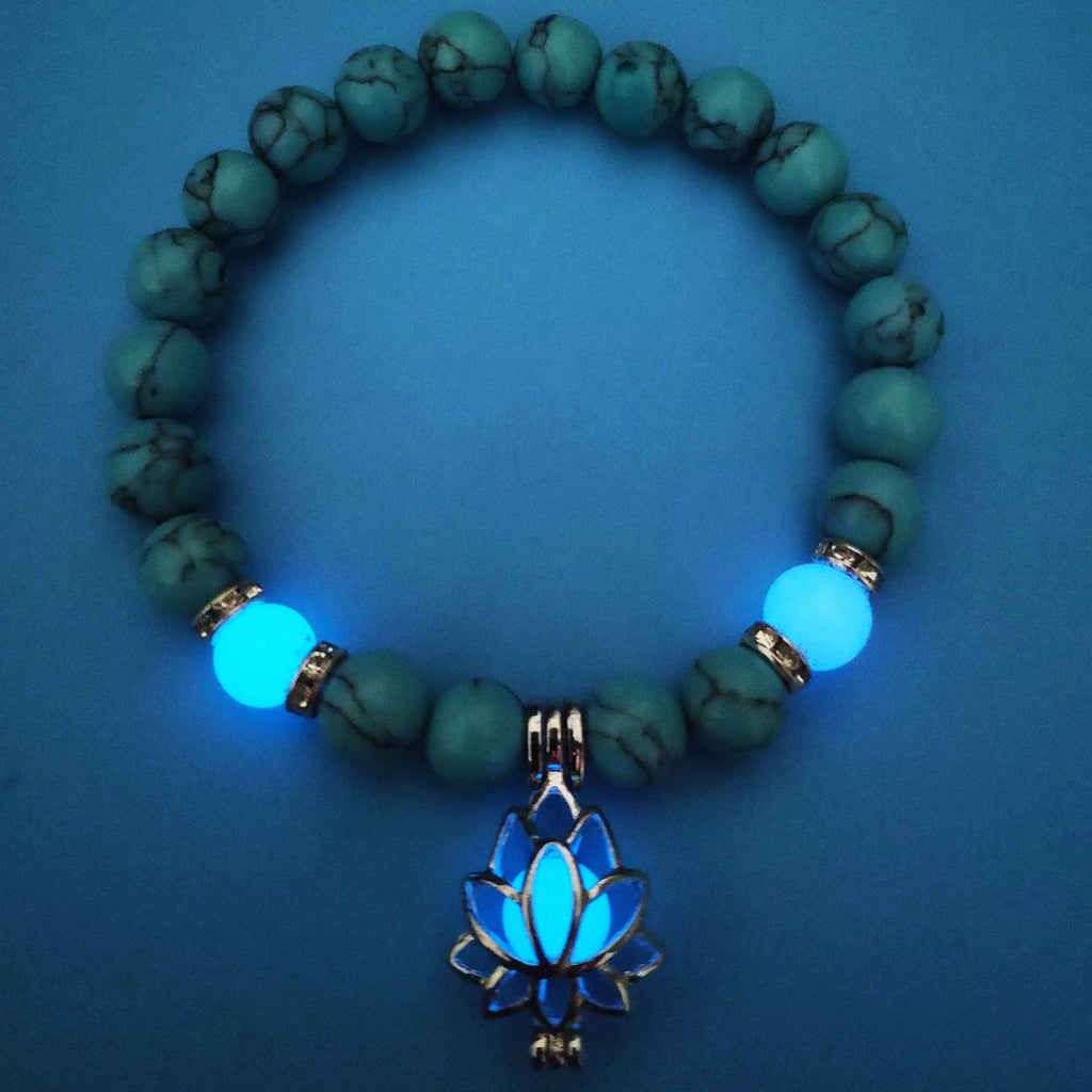 Energy Luminous Lotus Bracelet – Φωσφορίζον Ενεργειακό Βραχιόλι Lotus με Φυσικές Πέτρες