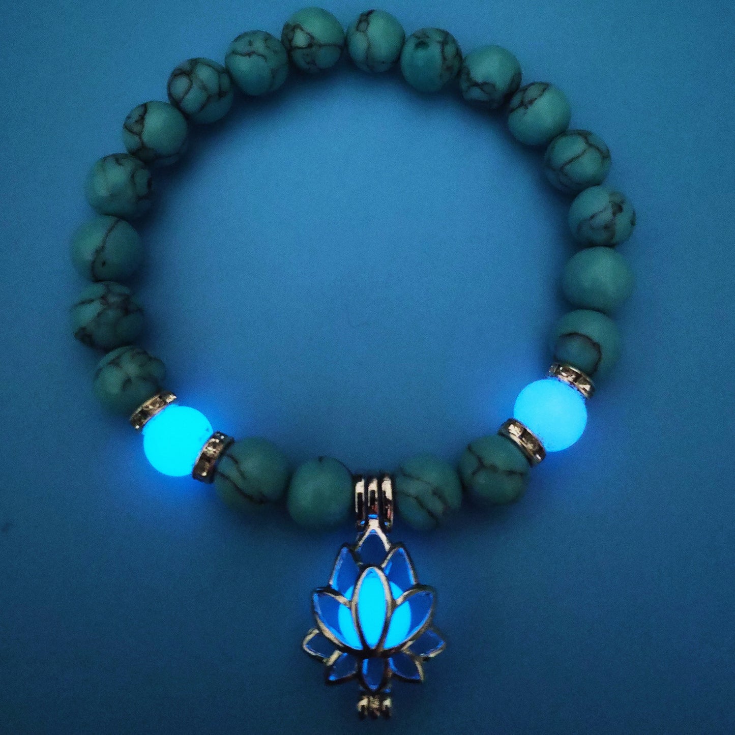 Energy Luminous Lotus Natural Stone Bracelet – Glow in the Dark Yoga & Healing Jewelry
