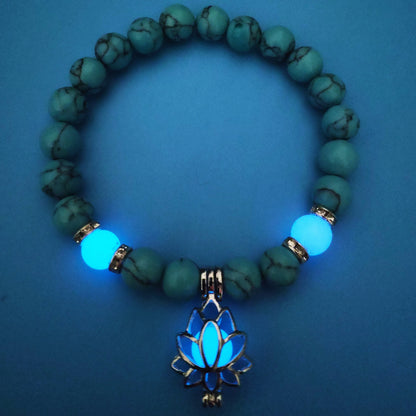Energy Luminous Lotus Natural Stone Bracelet – Glow in the Dark Yoga & Healing Jewelry