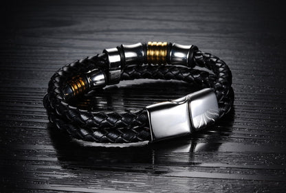 Magnetic Buckle Braided Bracelet – Men's Leather Hand Chain