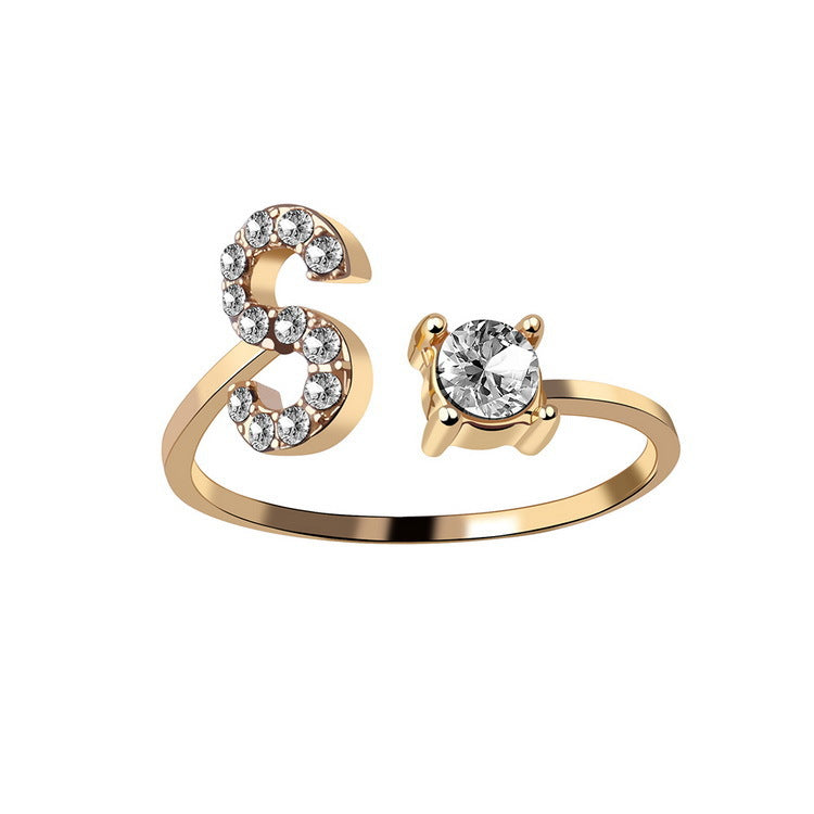 Adjustable 26 Initial Letter Ring – Elegant Fashion Jewelry for Women