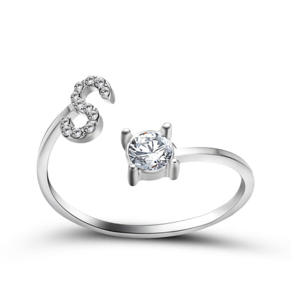 Adjustable 26 Initial Letter Ring – Elegant Fashion Jewelry for Women