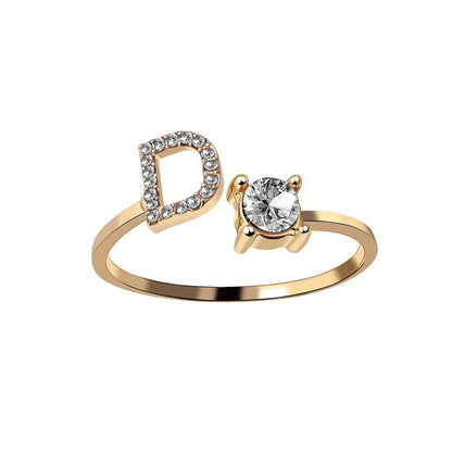 Adjustable 26 Initial Letter Ring – Elegant Fashion Jewelry for Women