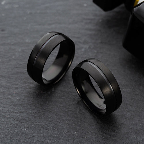 Bague en acier titane noir - Élégante bague en acier titane noir