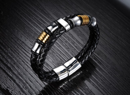 Magnetic Buckle Braided Bracelet – Men's Leather Hand Chain