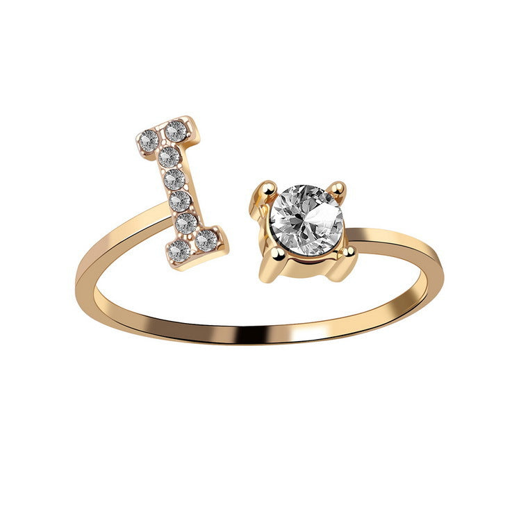 Adjustable 26 Initial Letter Ring – Elegant Fashion Jewelry for Women