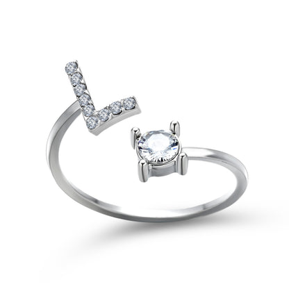 Adjustable 26 Initial Letter Ring – Elegant Fashion Jewelry for Women