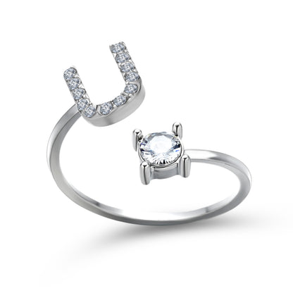 Adjustable 26 Initial Letter Ring – Elegant Fashion Jewelry for Women