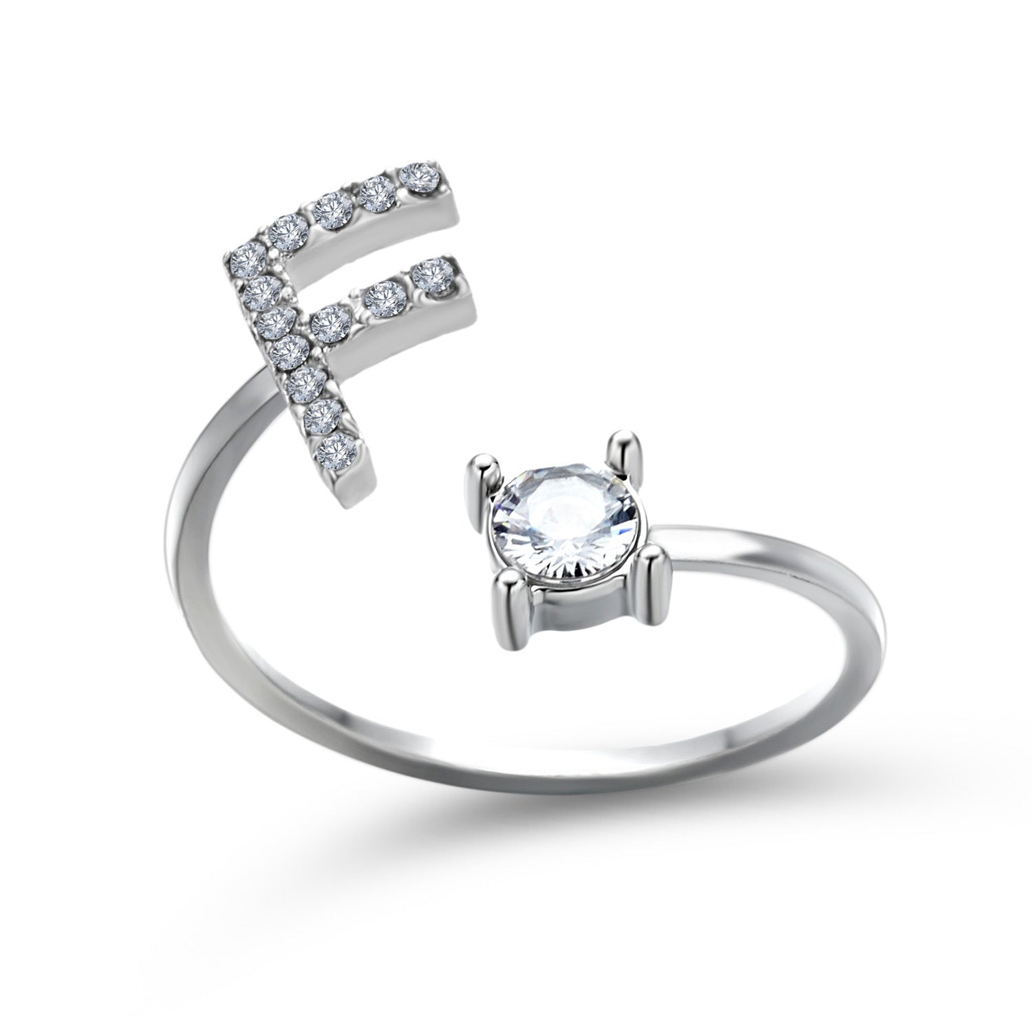 Adjustable 26 Initial Letter Ring – Δαχτυλίδι με Αρχικό Γράμμα & Zircon
