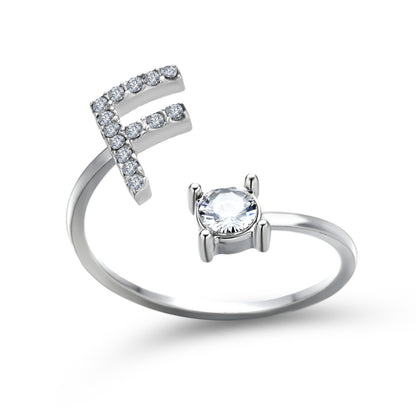 Adjustable 26 Initial Letter Ring – Elegant Fashion Jewelry for Women