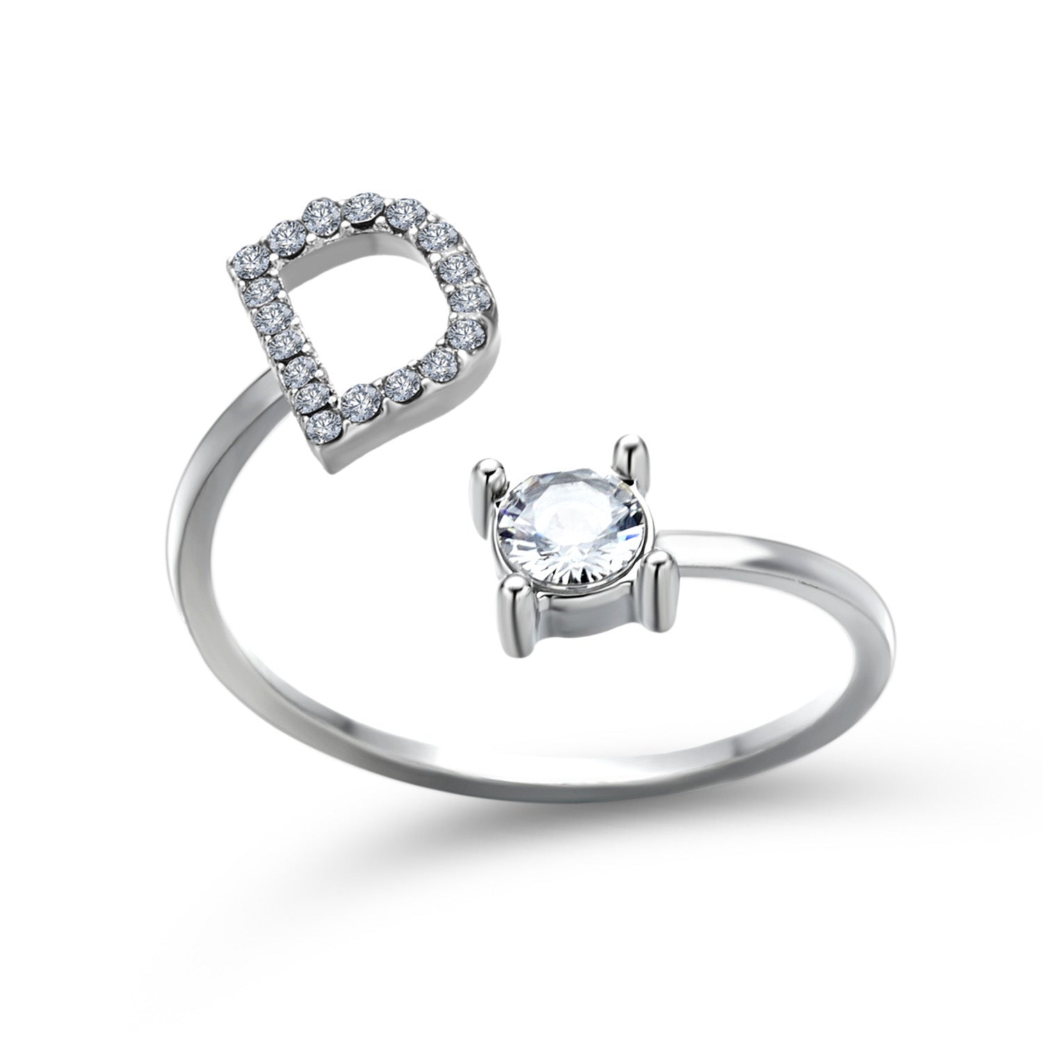Adjustable 26 Initial Letter Ring – Δαχτυλίδι με Αρχικό Γράμμα & Zircon