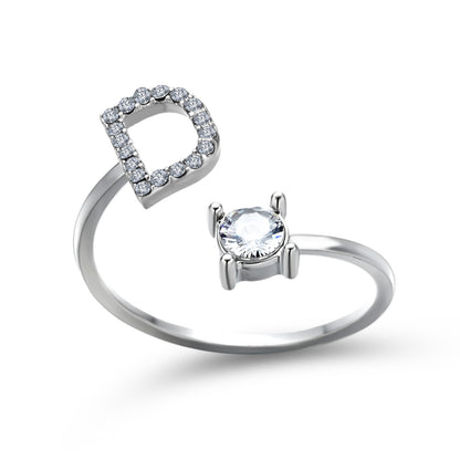Adjustable 26 Initial Letter Ring – Elegant Fashion Jewelry for Women