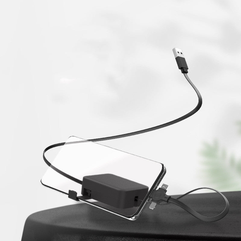 4 In 1 Retractable USB Cable with Phone Stand and Storage Box