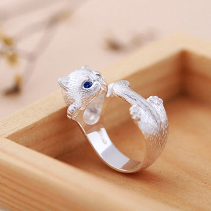 Bague réglable chat mignon – Bijoux pour amoureux des animaux