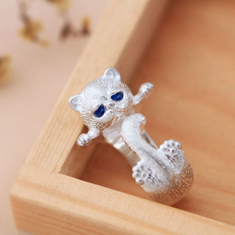 Bague réglable chat mignon – Bijoux pour amoureux des animaux