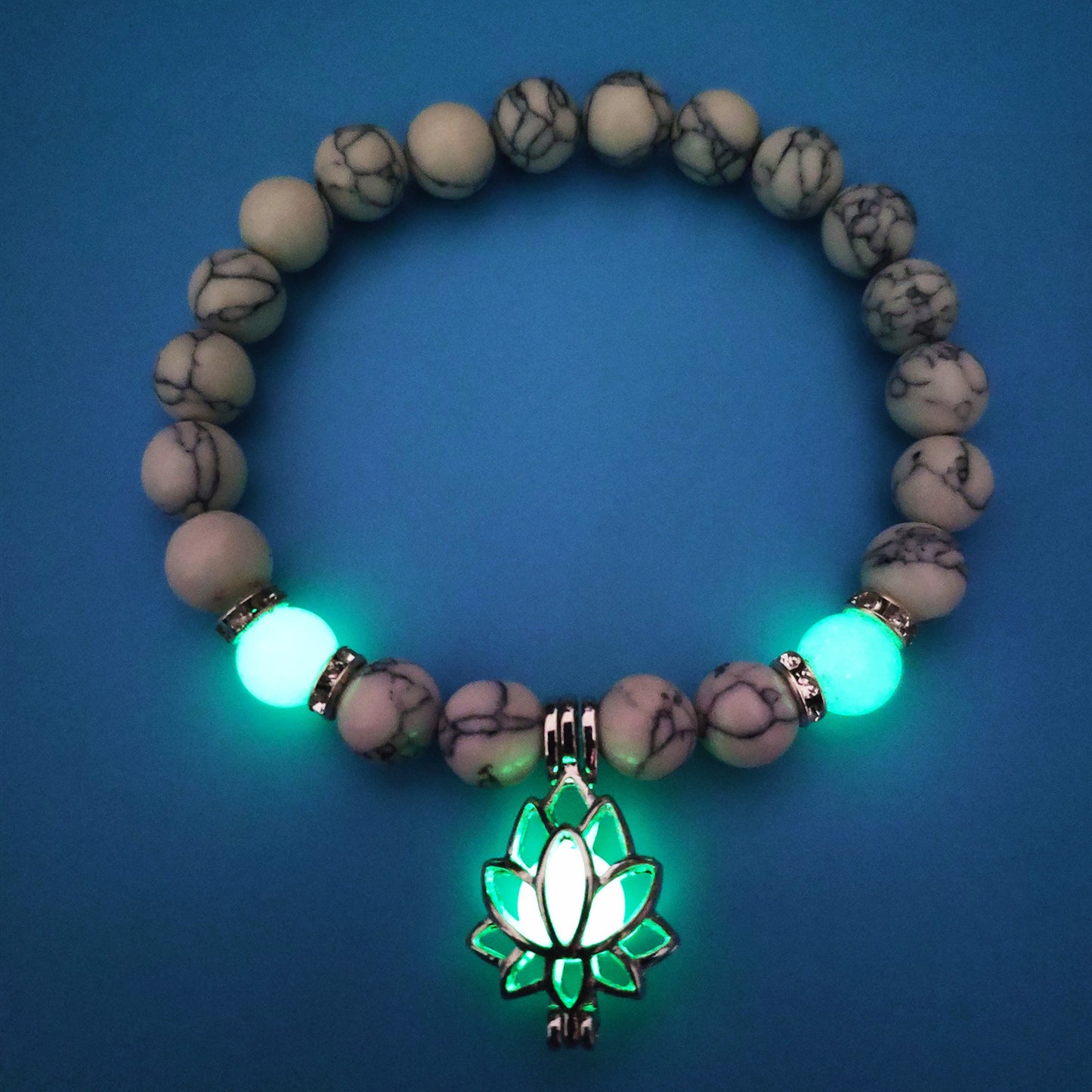 Energy Luminous Lotus Natural Stone Bracelet – Glow in the Dark Yoga & Healing Jewelry