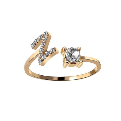 Adjustable 26 Initial Letter Ring – Elegant Fashion Jewelry for Women