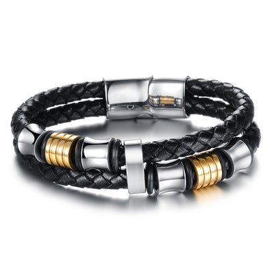 Bracelet tressé à boucle magnétique – Chaîne de main en cuir pour hommes
