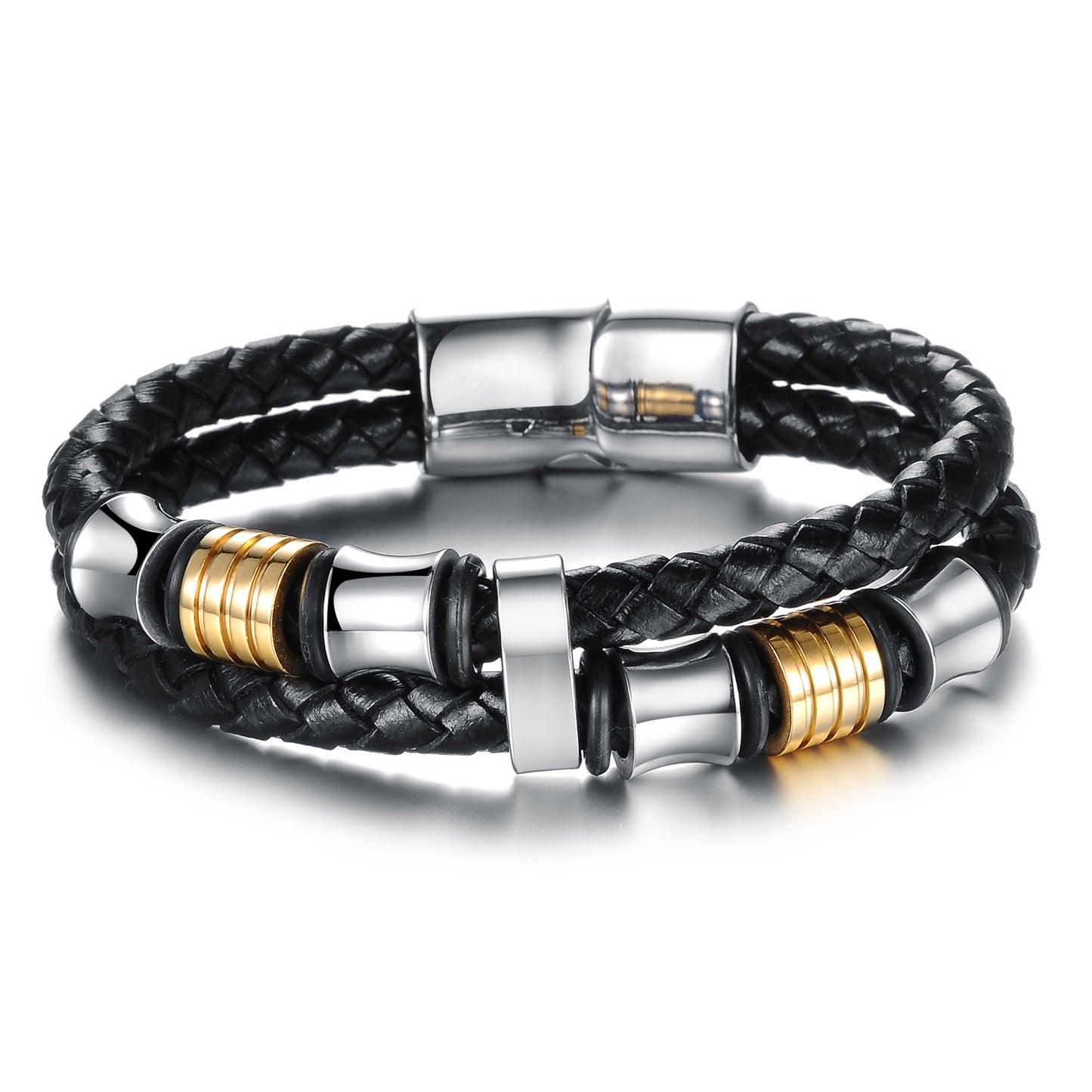 Magnetic Buckle Braided Bracelet – Men's Leather Hand Chain