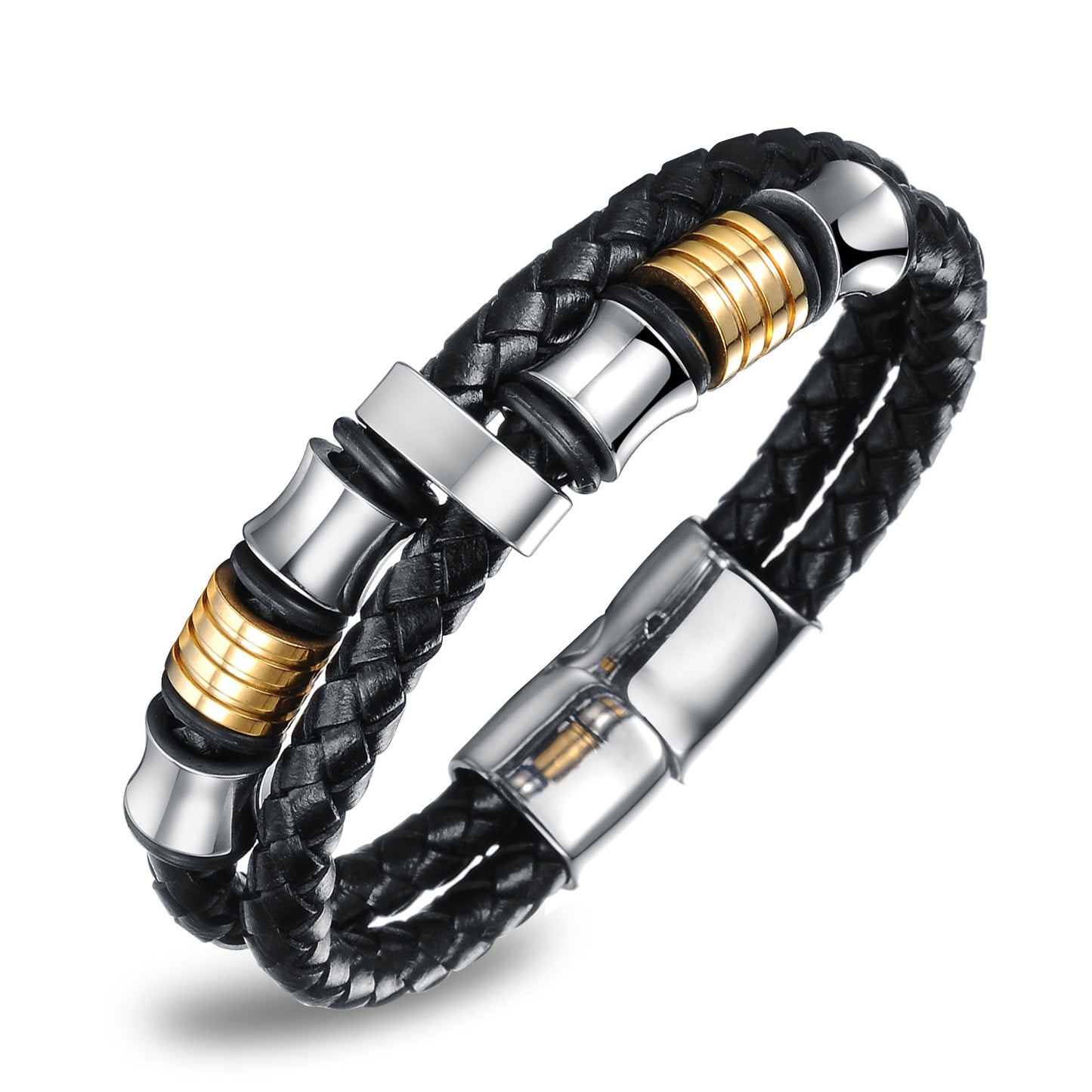 Magnetic Buckle Braided Bracelet – Men's Leather Hand Chain