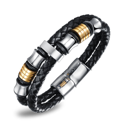 Magnetic Buckle Braided Bracelet – Men's Leather Hand Chain