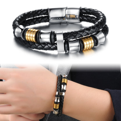Magnetic Buckle Braided Bracelet – Men's Leather Hand Chain