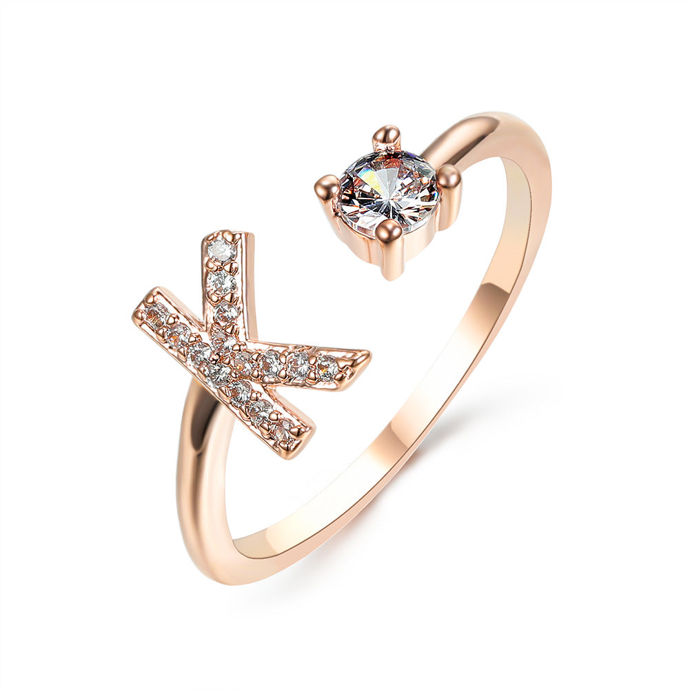 Adjustable 26 Initial Letter Ring – Elegant Fashion Jewelry for Women
