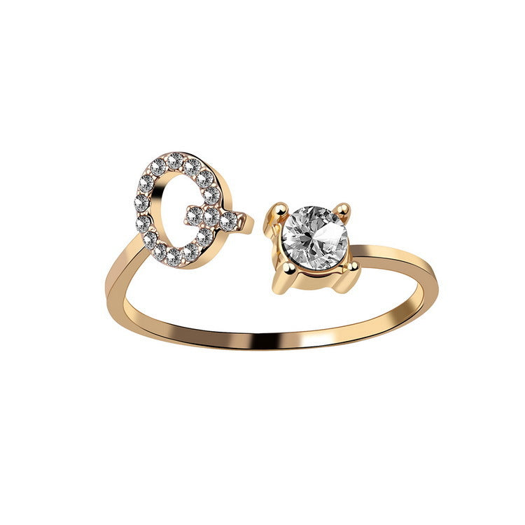 Adjustable 26 Initial Letter Ring – Elegant Fashion Jewelry for Women