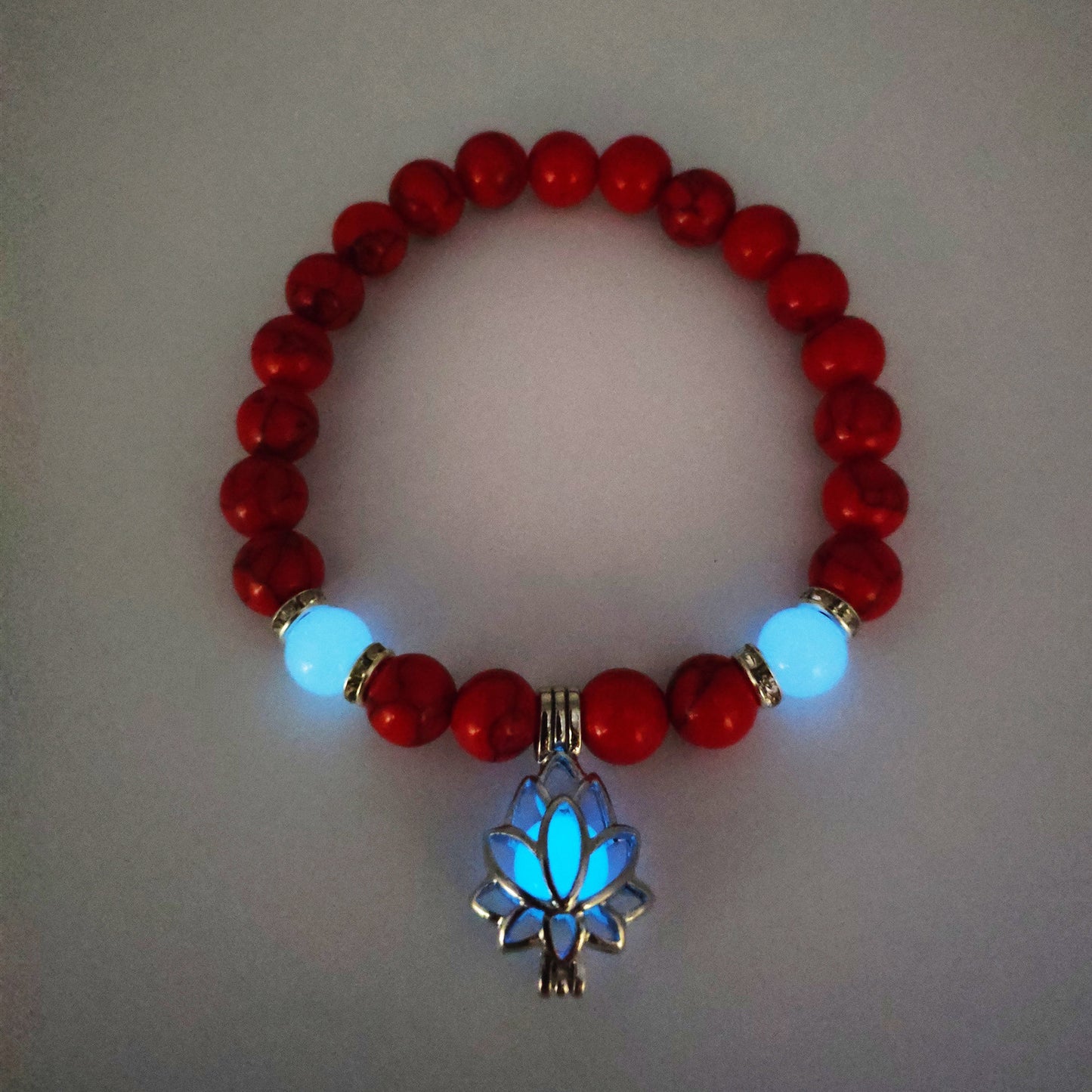 Energy Luminous Lotus Natural Stone Bracelet – Glow in the Dark Yoga & Healing Jewelry