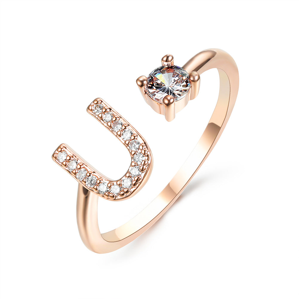 Adjustable 26 Initial Letter Ring – Elegant Fashion Jewelry for Women