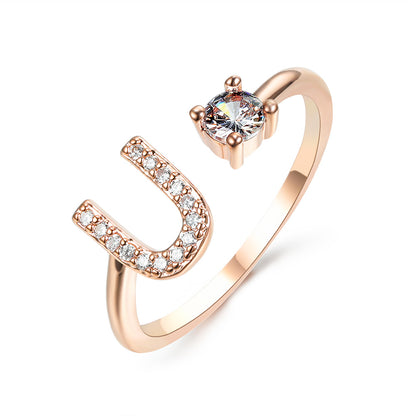 Adjustable 26 Initial Letter Ring – Elegant Fashion Jewelry for Women
