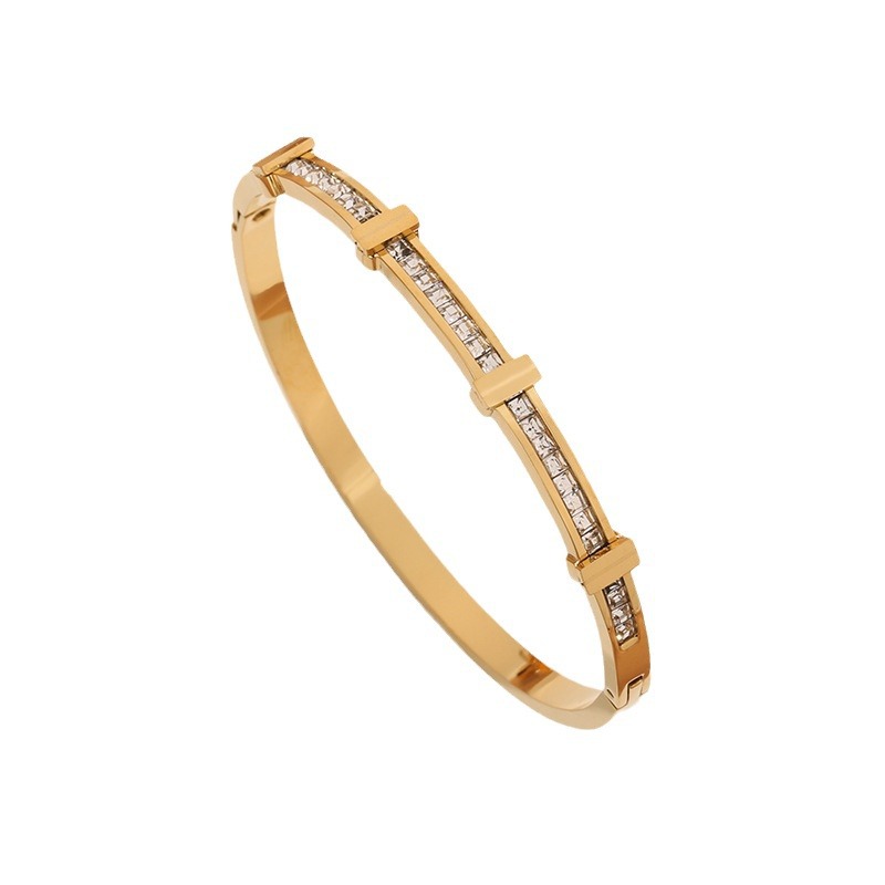 Minimal Double Layer Rhinestone Bracelet – Elegant Geometric Zircon Jewelry