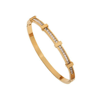 Minimal Double Layer Rhinestone Bracelet – Elegant Geometric Zircon Jewelry