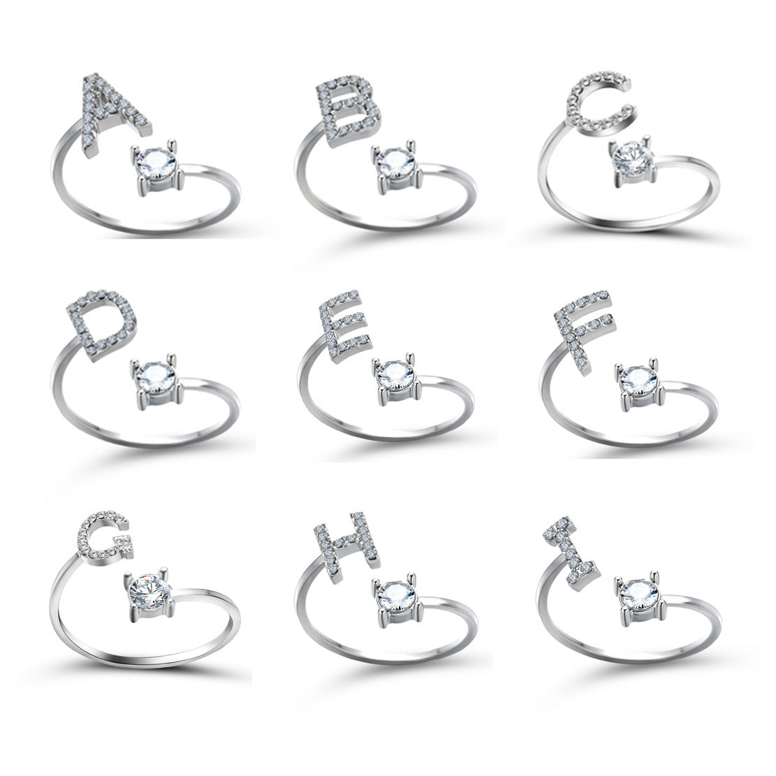 Adjustable 26 Initial Letter Ring – Elegant Fashion Jewelry for Women
