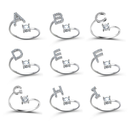 Adjustable 26 Initial Letter Ring – Elegant Fashion Jewelry for Women