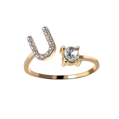 Adjustable 26 Initial Letter Ring – Elegant Fashion Jewelry for Women